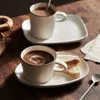 Mokken aangepaste Japanse stijl keramische 250 ml cappuccino koffiekopje en schotel set met lepel handgemaakte gepersonaliseerde aardewerk ontbijt mok