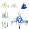 Party Supplies Simple Happy Birthday Flags Creative Snow Castle Shape Cake Topper Cartoon Colorful Tree Decoration