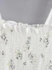 Casual Dresses For Women 2024 Sleeveless Tie Strap Beach Summer Mini Dress Ruffle Trim Smocked Embroidery Jacquard White