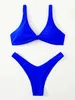 Ztvitality Solid Tie Sexig Bikini Padded Bh High Leg Bandage Push Up Set Brasilianska baddräkt Kvinnor Badkläder 240403