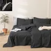 Beddengoed sets 2024 Solid gewone stijl katoenen huid vriendelijk ademende comfortabele set met dekbed hoes lakens