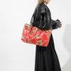 Torby na zakupy 2024 Style etniczne Północno -wschodni wielki kwiat Vintage Tote Bag Women Street Fashion ramię na zewnątrz Podróżna ręka podróżna