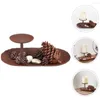 Kerzenhalterhalter Desktop Tea Light Weihnachtskandlestick mit Tinnecones und Stein