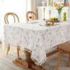Toalha de mesa lilás lilás linho tonto de mesa estilo jardim pequeno renda amarela retangular impressão decoração de piquenique