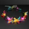 Party Decoration Light Up Tropical Orchid Flower Crown Pannband för kvinnor Girls Led Hårkrans Hawaii Beach Wedding Christmas Supplies