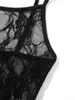 Mode spaghetti -riem doorziet door midi dres zwart sexy pure mesh kanten bloemenjurken chique y2k strand outfits vestidos 240402