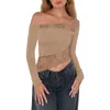 Women's T Shirts Women Sexy Long Sleeve Shirt Top Floral Lace Off Shoulder See Through Slim Fit Crop Sheer Mesh Going Out Tops