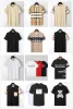 Designer T-shirt Black White Beige Plaid Stripe Brand Pure Cotton Breathable Slim Casual Shirt Street Same Style Luxuriou Men's and Women's Top Quality 3xl
