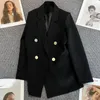 여자 정장 여성 캐주얼 블레이저 더블 가슴 양복 재킷 한국 버전 순수한 컬러 느슨한 패션 간단한 사무실 숙녀 탑