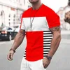 Herr t-shirts sommar färgglada ränder tryck ut män t-shirts randig stil lös kort ärm casual tee skjortor överdimensionerade t-shirt män kläder 2445