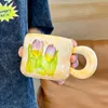 Кружки в Instagram Tulip Cup Женская керамическая кружка с высокой красотой с крышкой ложкой