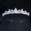 Bröllopshårsmycken ThreeGraces Sparkling White Cubic Zirconia Elegant Flower Queen Crowns Tiaras Accessoarer for Brides HA027 230918 L240402