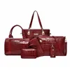 イブニングバッグ6PCSワニパターン高級デザイナーハンドバッグ女性ショルダートートメッセンジャーバッグPUレザートップハンドル旅行ショッピング