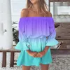 Abiti casual Donne alla moda Off spalla da prendisole sciolto stampato floreale sciolto boho blusa a campana mini festa femminile più dimensioni