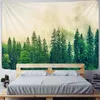 Tapisseries montagnes Tapestry Forest Landscape Starry Sky Mur suspendu couverture de dortoir de village