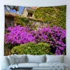 Tapestries Garden Park Scenery Tapestry Green Plants Flowers Spring Country Town Wooden Houses Background Wall Hanging Bedroom Home Decor