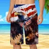 New Independence Day Beach 3d Impresso para jovens homens casuais reto de verão Micro elástico calças de natação shorts 80