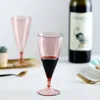Tek kullanımlık bardak pistler 6pcs plastik şampanya gözlükleri kokteyl goblet parıltı kırmızı şarap flütleri parti bar düğün fincanı