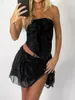 ワークドレス女性サマースカート衣装Y2Kレースリボンタイプバックレスストラップレスチューブトップ