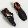 Casual schoenen dames echte leer smal band kooi t-riem flats zomerkwaliteit zachte comfortabel comfortabel dagelijks voor vrouwen