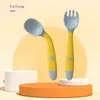 Spoons Baby Children Spoon Fork Set Soft Bendable Silicone Scoop Kit Tableware Toddler Training Feeding Cutlery Utensil