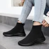 Scarpe da passeggio traspirabili a volo morbido intrecciato intrecciato ultra luce da donna Socks High Top Personality 42 Sport di grandi dimensioni