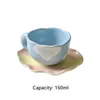 Canecas Coração da menina coreana adorável xícara de caneca caneca de flor de leite punhado para casa para casa azul céu de nuvem branca de nuvem