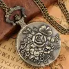 Pocket Watches 1pc Retro Elegant Bronze Bloom Rose Flowal Petal Pendant With Necklace Chain Women's Quartz