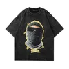 ins Y2K clothing American streetwear mens hip hop graphic t shirts brand retro wash do old short sleeve Tshirt 240402