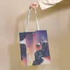 Storage Bags Color Ink Painting Art Pattern Reusable Shopping Bag Canvas Tote Printing Eco Shopper Shoulder