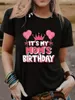 T-shirts pour femmes T-shirt créatif d'anniversaire de maman Col à manches courtes à manches à manches à la mode HARAJUKU MOTHER'S FEOS HEURE