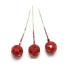 Decorative Flowers 10Pcs Glitter Fruit Stamens Cherry Artificial Flower Small Red Berries Beads For Wedding DIY Wreath Gift Box Decoration