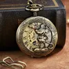 Pocket Uhren einzigartige Steampunk -Skelett Cartoon Maus Mehanical Pocket FOB Kette Hand Wind Mechanische Herren Damen ES mit Kette L240402