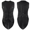 Gilet masculin Vintage Slim Slim Médieval Retro Veste Punk Jacket Cosplay Costume Câble de manteau sans manches et jauge