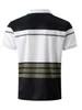 2024 Summer Short Sleved Polo Shirt Men Casual England Style Stripe Printing Tshirt Oddychane ubranie Top 240403