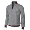 Vêtements personnalisés Streetwear Men Solid Half Zip Polo Pullover Crochet Sweater Striped Turtle Round Neck Treen Homme Pullaires 240326