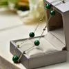 Kedjor naturlig grön jade runda pärlor halsband för kvinnor 14 k guldfylld klumpkedja retro charm eleganta lyckliga smycken