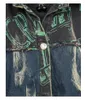 Kvinnors byxor Två stycken gata slitage för vår sommar kvinnor punk design vintage denim kit stor storlek oregelbunden kort västbrev jeans
