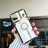 Designer Square Trunk Telefon Futerał na Apple iPhone 15 Pro Max 14 Plus 13 Samsung Galaxy S24 Uwaga 20 Ultra Luksusowe Acryl Mirror Pint Pinch Pierścień