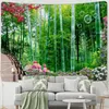 Wandteppiche Jungle Green Forest Bambus Pflanze Wandteppich Home Decor Ästhetische Schlafzimmer Wohnzimmer Hintergrund Dekorative Wand Hanging Nappe