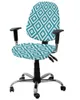 Chair Covers Geometric Square Texture Blue Elastic Armchair Computer Cover Stretch Removable Office Slipcover Split Seat