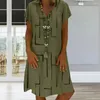 Abiti casual Summer Women Dress Veste V-Neck Short Short Shint Long Long Long Bind Plaid Print Pullover Abbigliamento femmina