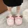 Slippers schattige kleine wol katoen dames winter 2024 dieren schapen uit het kader van het kader van het warme zachte zool anti slip pluche