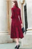 Casual Dresses Red Autumn/Winter 2024 Turtle Neck Long Sleeve Cultivate En's Temperament Sweater Knitting Dress Kne Length