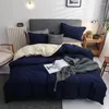 Conjuntos de ropa de cama AB AB Color sólido simple 4 piezas Set de piel con la piel cepillada Sapa de cama doble y cubierta de edredón 100 Polyester 1.8m 2.0m