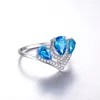 Klaster Pierścienie Merthus 925 Sterling Silver Tiara Pierścień Pierścień Pierścień Cut Creat Blue Rainbow Topaz Band Wedding Obiecing Band dla kobiet