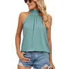 Designer mode -tanktop dames geplooide vaste kleur mouwloze Camisole halter vest tops gebogen zoom kleding