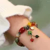 Charm armband mode vintage färgglada naturliga kristallpärlade armband för kvinnor kinesisk stil lycklig lotus blommsmycken gåvor