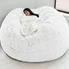 Chair Covers Lazy Sofa Coat Light Gray Fur Giant Removable Washable Bean Bag Bed Cover Comfortable Living Room Furniture Accessories