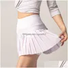 Yoga-outfit ALIGN LU-07 NAADLOWESE KORTE ROK BEHAKBAAR Fitness Dames Sport Hoge taille Snelle droge workout Sportkleding Drop levering Ou Dhgy